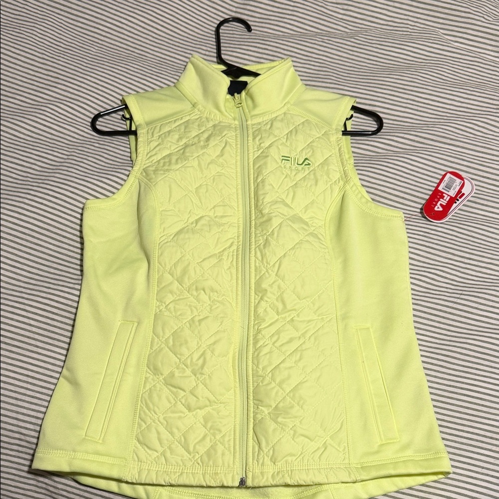 Fila Neon Yellow Quilted Athletic Vest